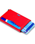 RFID pop-up credit card case, red, rear view