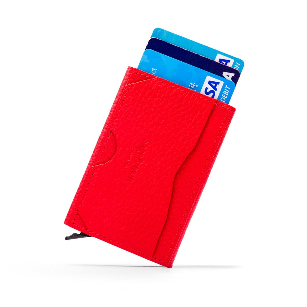 RFID pop-up credit card case, red, pop up cards