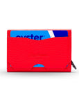 RFID pop-up credit card case, red, reverse view
