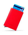 RFID wallet with pop-up credit card case, red, rear view