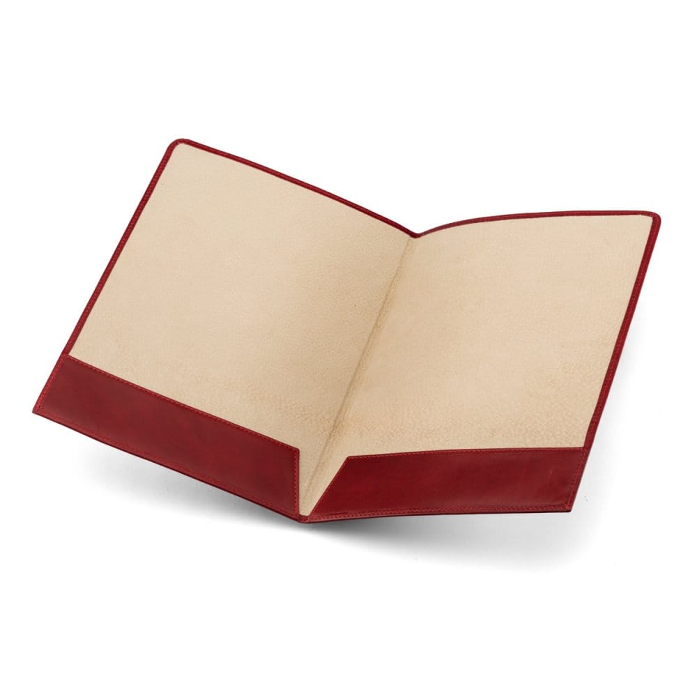 Simple leather document folder, red, inside