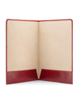 Simple leather document folder, red, open