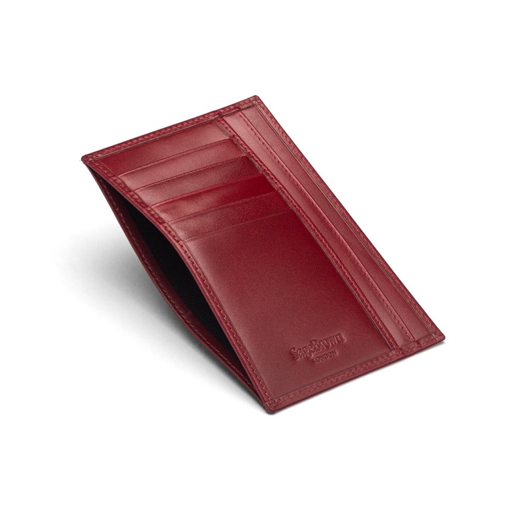 Red Slim Flat Leather Pocket Jotter Card Wallet