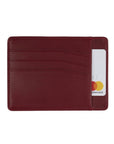 Flat leather credit card holder, red, front