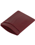 Red Slim Leather Flat Credit Card Holder With Middle Pocket