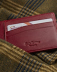 Flat leather credit card holder, red, lifestyle