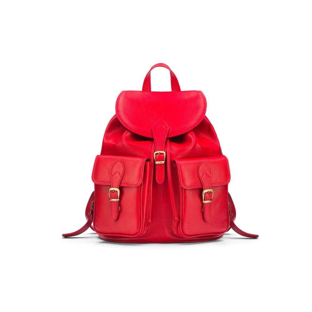 Small leather backpack, red, front