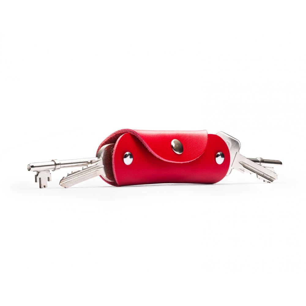 Small leather key holder, red, front