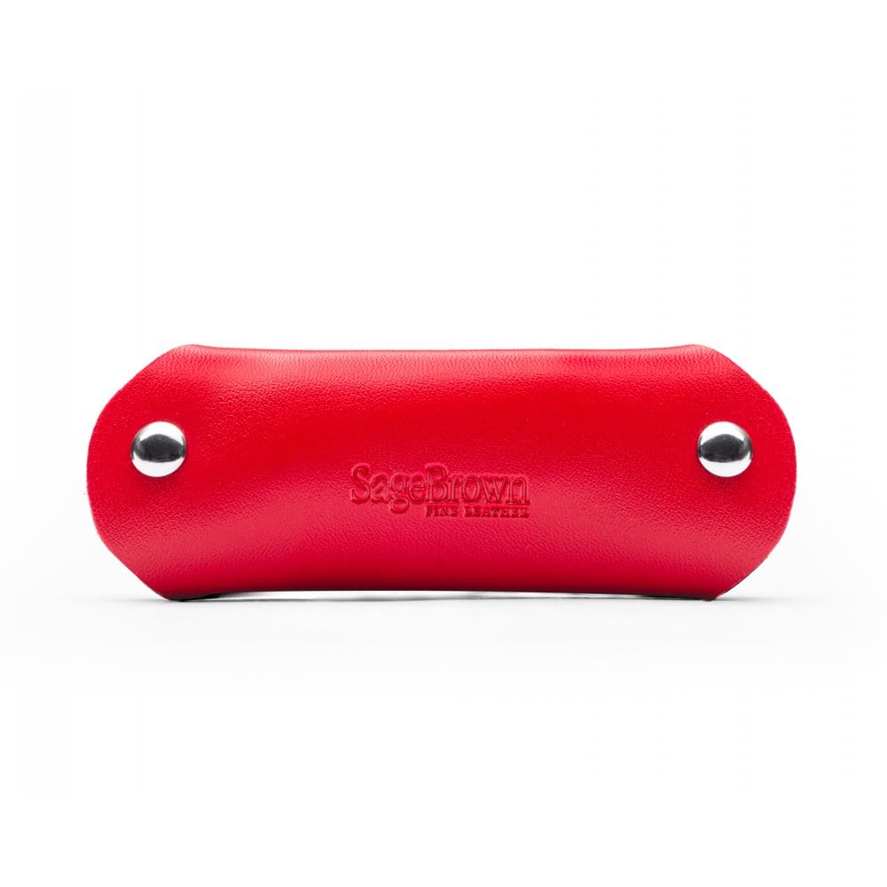 Small leather key holder, red, back