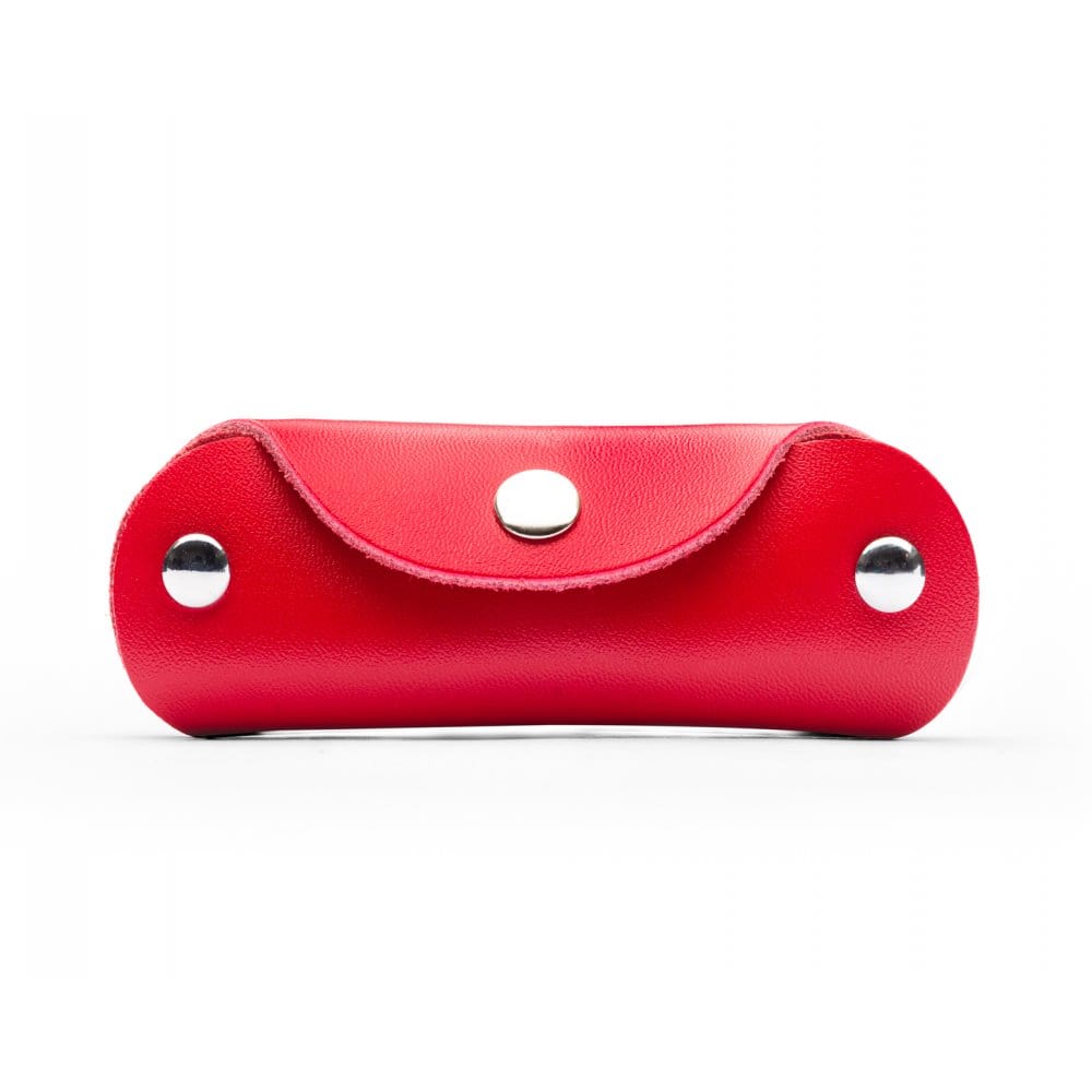 Small leather key holder, red, front view