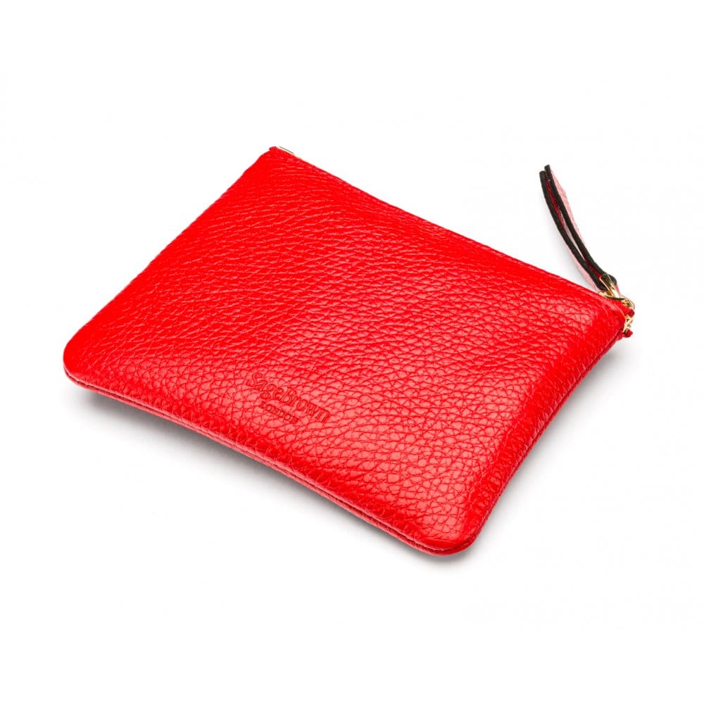 Small leather makeup bag, red, back
