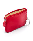 Small leather zip coin purse, red, back