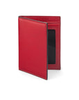 Red Bi-Fold Soft Leather Credit Card Case with RFID Protection