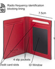 RFID Credit Card Wallet in red leather, features