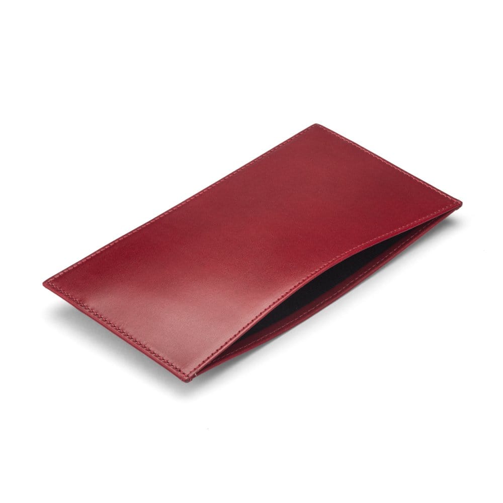 Red Tall Flat Leather Wallet With 8 CC