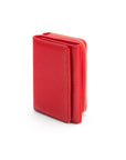 RFID blocking leather tri-fold purse, red, front