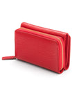 RFID blocking leather tri-fold purse, red, coin purse