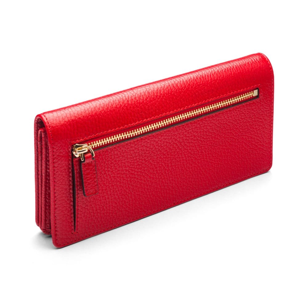 Tall leather Trinity purse, red, back