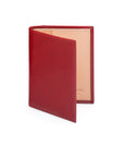 Two tone compact leather billfold wallet with 4 cc, red, front