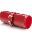 Large leather watch roll, red, front