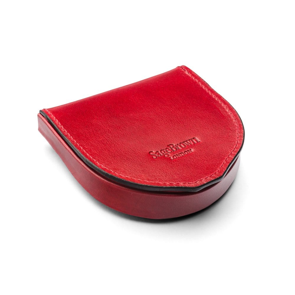Leather horseshoe coin purse, red, base