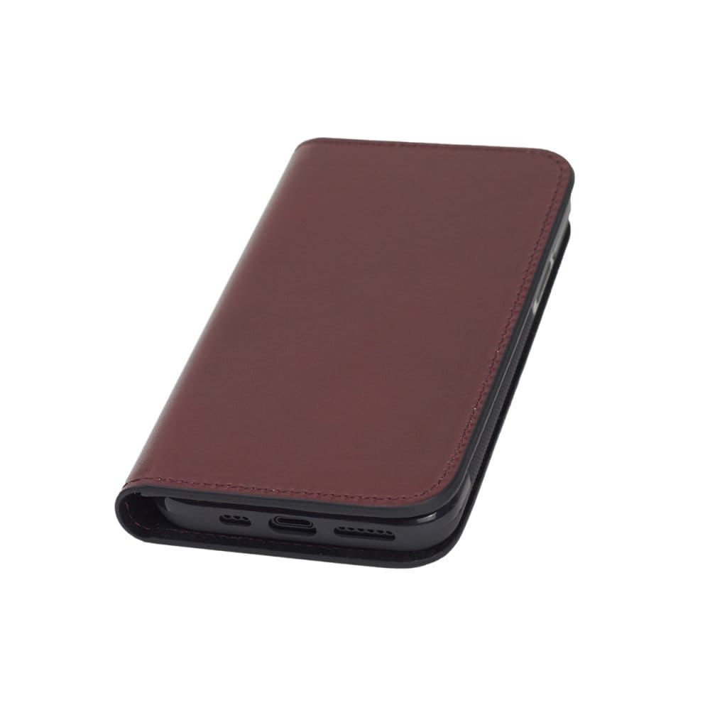 Leather iPhone 11 Pro wallet case, red, front