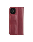 Leather iPhone 12 Mini Wallet Case  - Red With Black