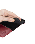 Leather iPhone 12 Mini Wallet Case  - Red With Black