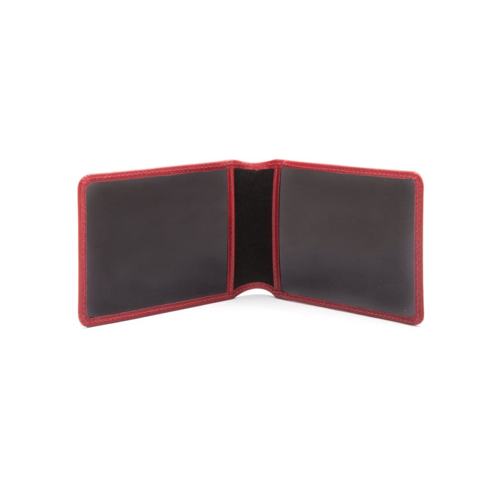 Leather Oyster card holder, red, open