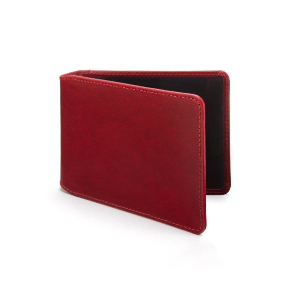 Leather Oyster card holder, red, front