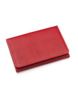 Leather tri-fold travel card holder, red, front