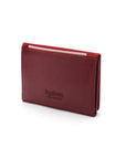 Leather tri-fold travel card holder, red, back