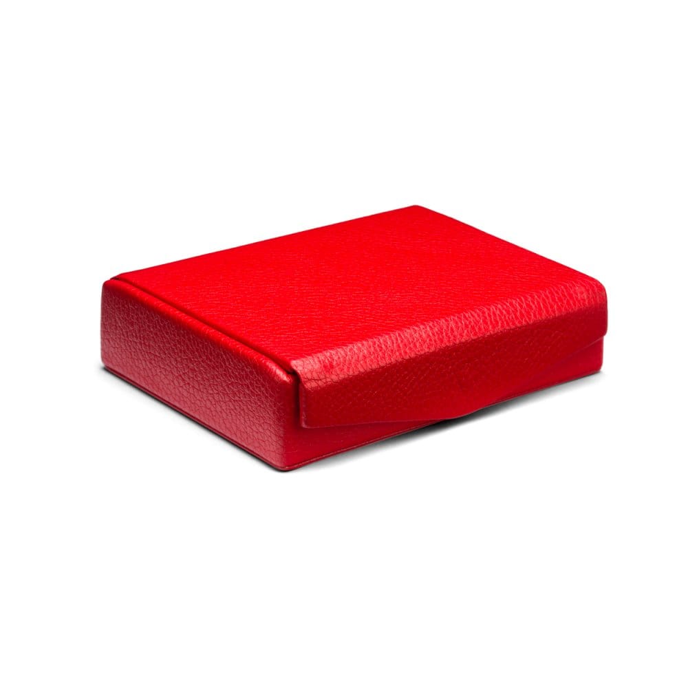 Luxury leather jewellery box, red, front