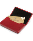 Leather business card holder with magnetic closure, red, inside