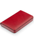 Leather business card holder with magnetic closure, red, side