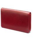 Leather business card holder with magnetic closure, red, front