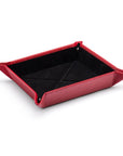 Leather valet tray, red with black