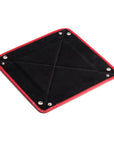 Leather valet tray, red with black, flat