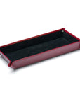 Rectangular leather valet tray, red with black