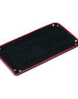 Rectangular leather valet tray, red with black, flat