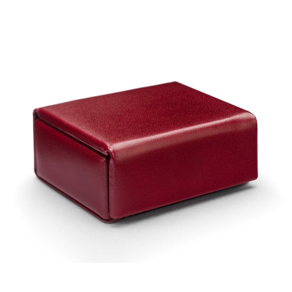 Small leather accessory box, red with black, front