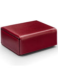 Small leather accessory box, red with black, front