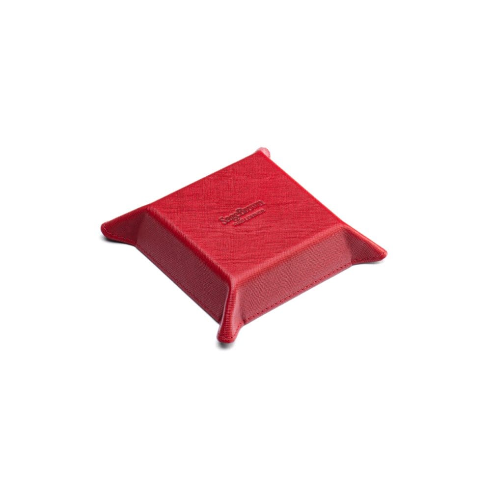 Small leather valet tray, red with black, base