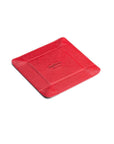 Small leather valet tray, red with black, reverse