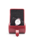 Small leather watch roll, red, inside