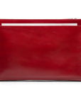 Zip top leather folder, red, front view