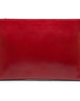 Zip top leather folder, red, back view