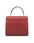 Real ostrich top handle bag, russet, back view