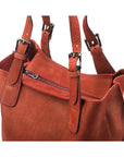 Megan Nubuck Hobo Handbag - Rust