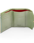 RFID blocking leather envelope purse, sage green, inside